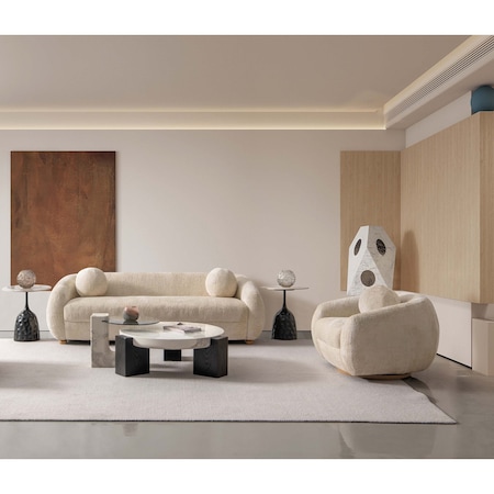 Manhattan Comfort Tribeca Sofa and Accent Chair in Cream, 2PK 2-ACSF16-CR
